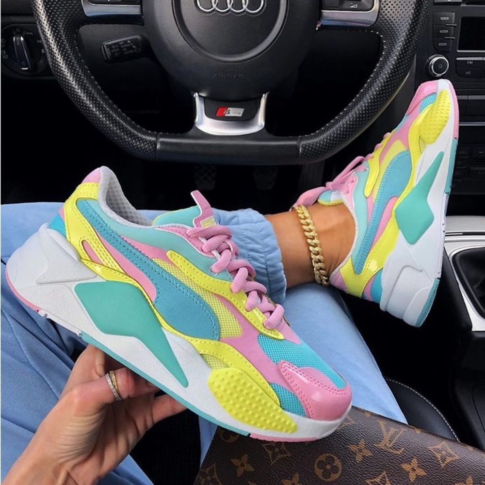 Puma Pastel Pink Teal Yellow Women's Sneakers